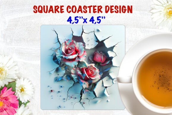 3D Floral Square Coaster Sublimation: Elevating Design with AI and Texture