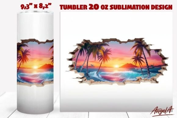 3D Sublimation Tumbler Wrap: Palm Tree
