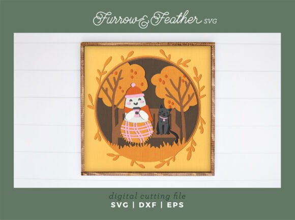 Autumn Ghost with Coffee Shadow Box SVG