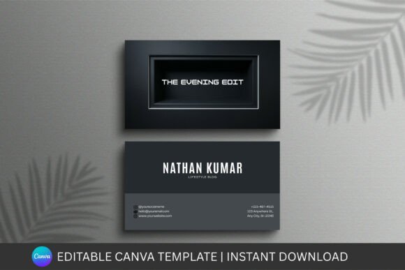 Black Business Card Canva Template Guide