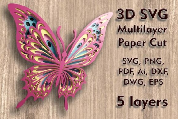 Butterfly 3D SVG Multilayer Paper Files
