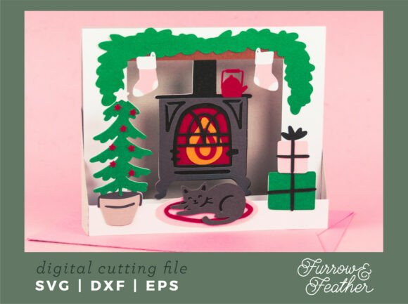 Crafting Warmth: The Art of the 3D Wood Burning Stove Christmas Card