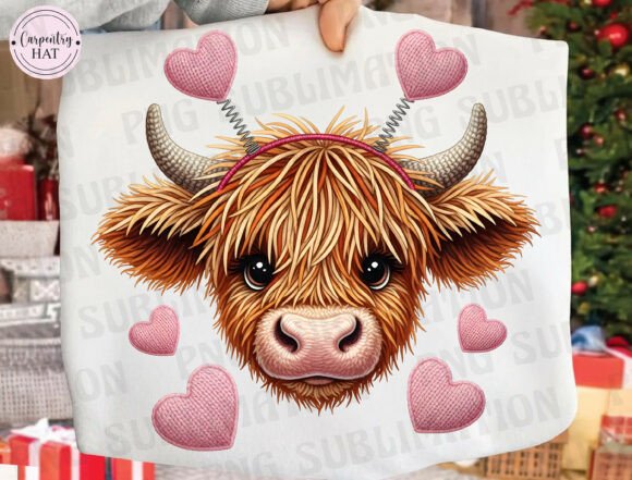 Cute Valentine Highland Cow PNG: A Design Evaluation for Sublimation and Print-on-Demand