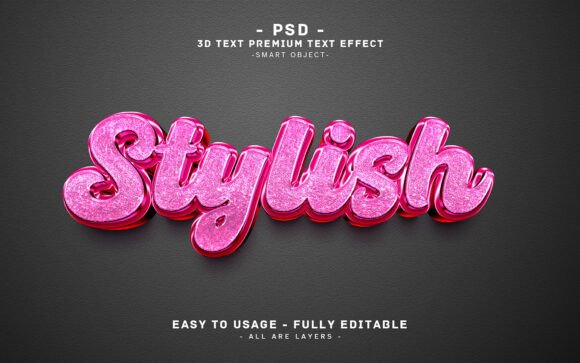 Editable 3D Pink Glitter Text Effect