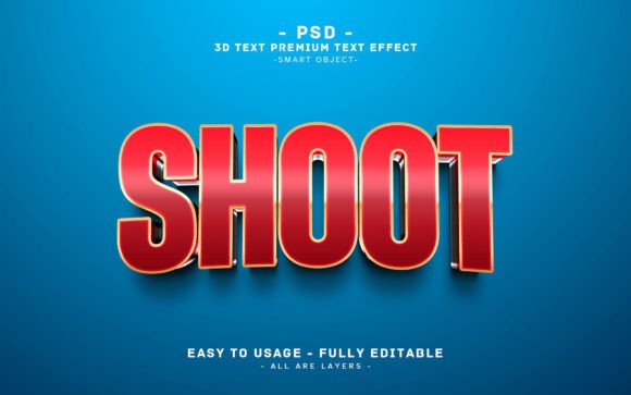 Editable 3D Text Effect: Shoot in Red