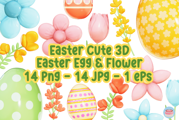 Evaluating the Easter Cute Deco 3D 14 PNG EPS JPG Set for Commercial Design