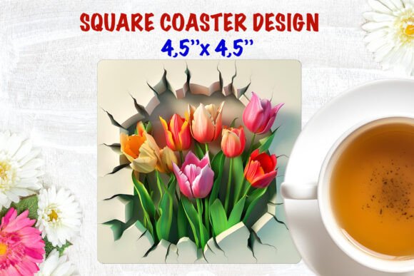 Floral Square Coaster Sublimation