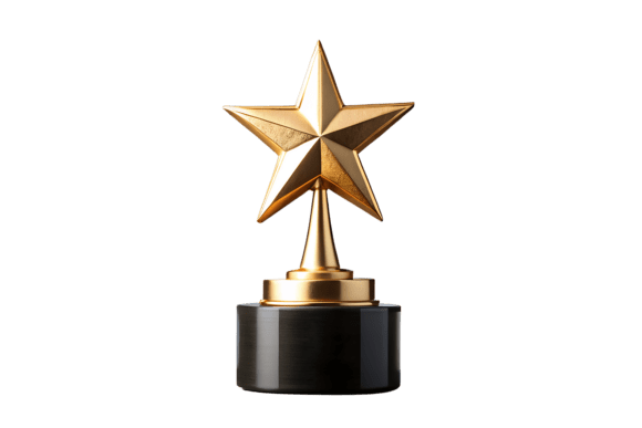 Golden Star Trophy Award Isolated PNG