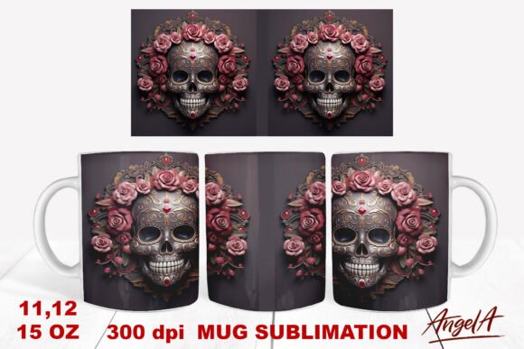 Gothic Sugar Skull Mug Wrap, 3d Skull: Integrating High-Resolution Sublimation Assets into Your Creative Workflow