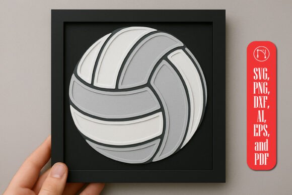 Layered Papercut Volleyball SVG Art