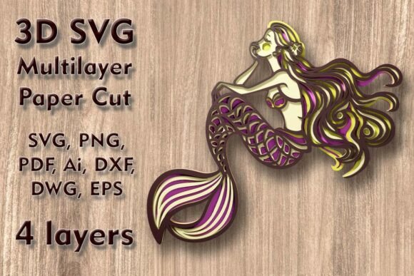 Mermaid 3D SVG Multilayer Paper Cut File: A Guide to Enchanting Wall Art