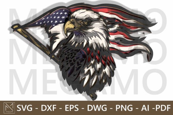 Patriotic Eagle 4th of July SVG Layered