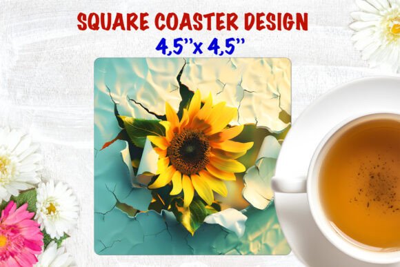 Square Coaster Sublimation Sunflower: Evaluating the 3D Broken Wall Floral Design for DIY Projects