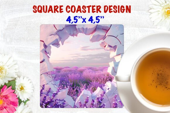 Square Floral Coaster, Field of Lavender: Elevating Everyday Moments with Sublimation Art