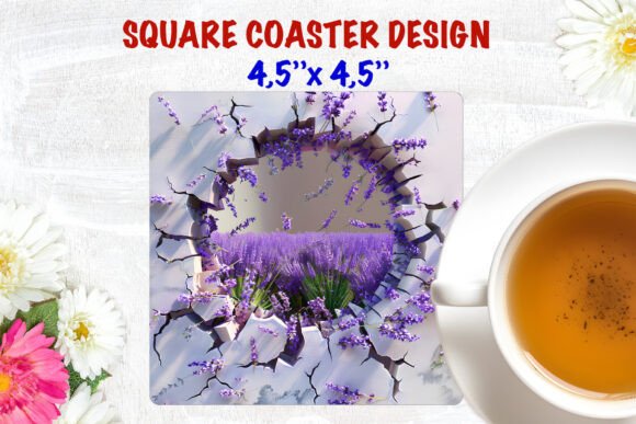 Square Floral Coaster: Lavender Design