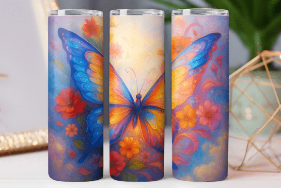 Transform Your Drinkware with the Butterflies 3d Tumbler Skinny Wrap 20oz Design