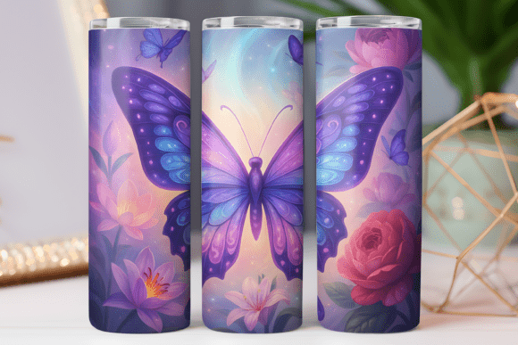 Transforming Drinkware with Butterflies 3d Tumbler Wrap 20oz Png Art