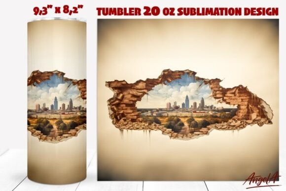 Travel Tumbler Wrap City in Broken: A Retro Urban Design for Modern Sublimation