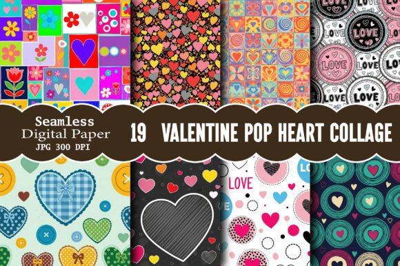 Valentine Pop Heart Collage Pattern: A Versatile Design Resource for Modern Creators