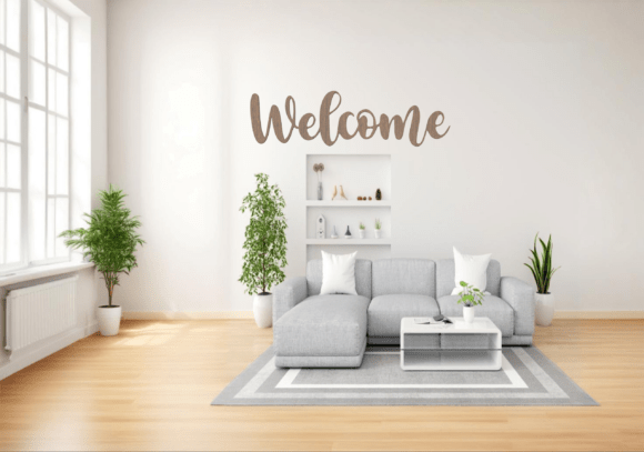 Welcome Laser Cut Template: Elegant 3D Script