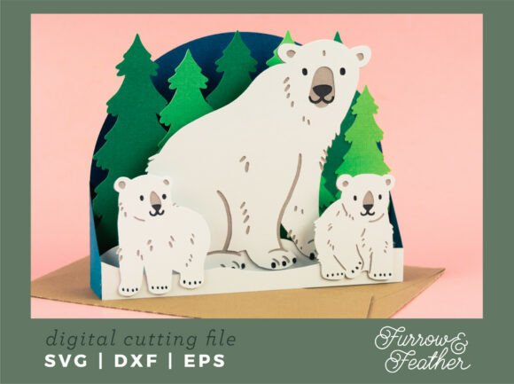 Winter Polar Bears Card SVG