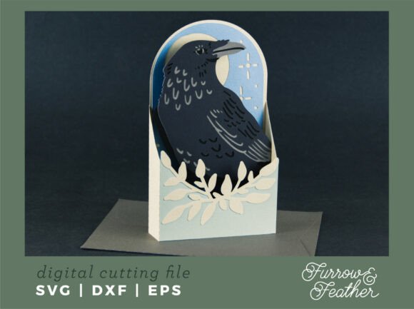 Witchy Raven Moon: 3D Halloween Card SVG