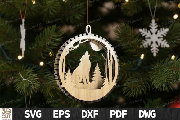Wolf Howling Moon Ornament SVG Guide